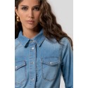 Fracomina camicia regular in denim con lavaggio bleached fp26st6030d47202 [5ce56572]