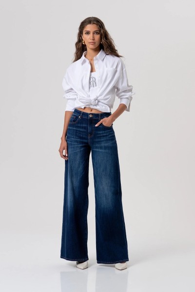 Fracomina jeans flare in denim con lavaggio medio fp26sv3015d46401 — 805219040077985_1