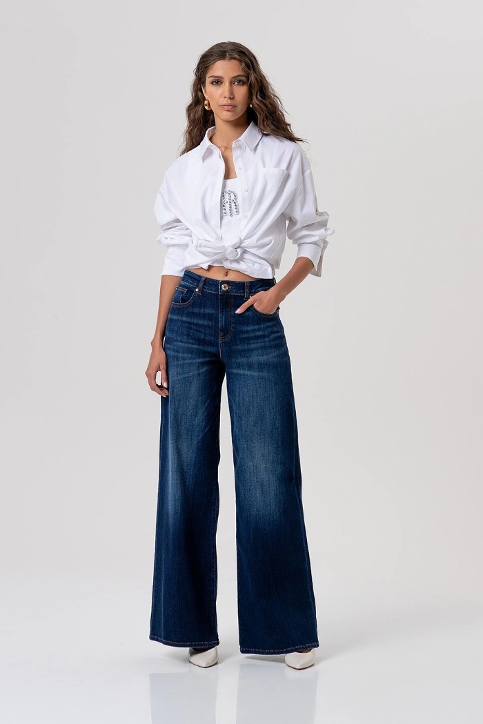 Fracomina jeans flare in denim con lavaggio medio fp26sv3015d46401 [fc89a971]