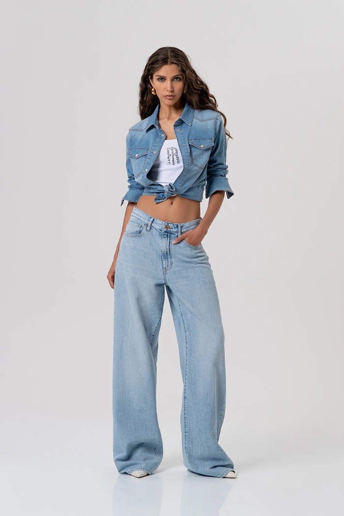 Fracomina jeans flare in denim con lavaggio medio fp26sv3023d41903 [1ff5144b]