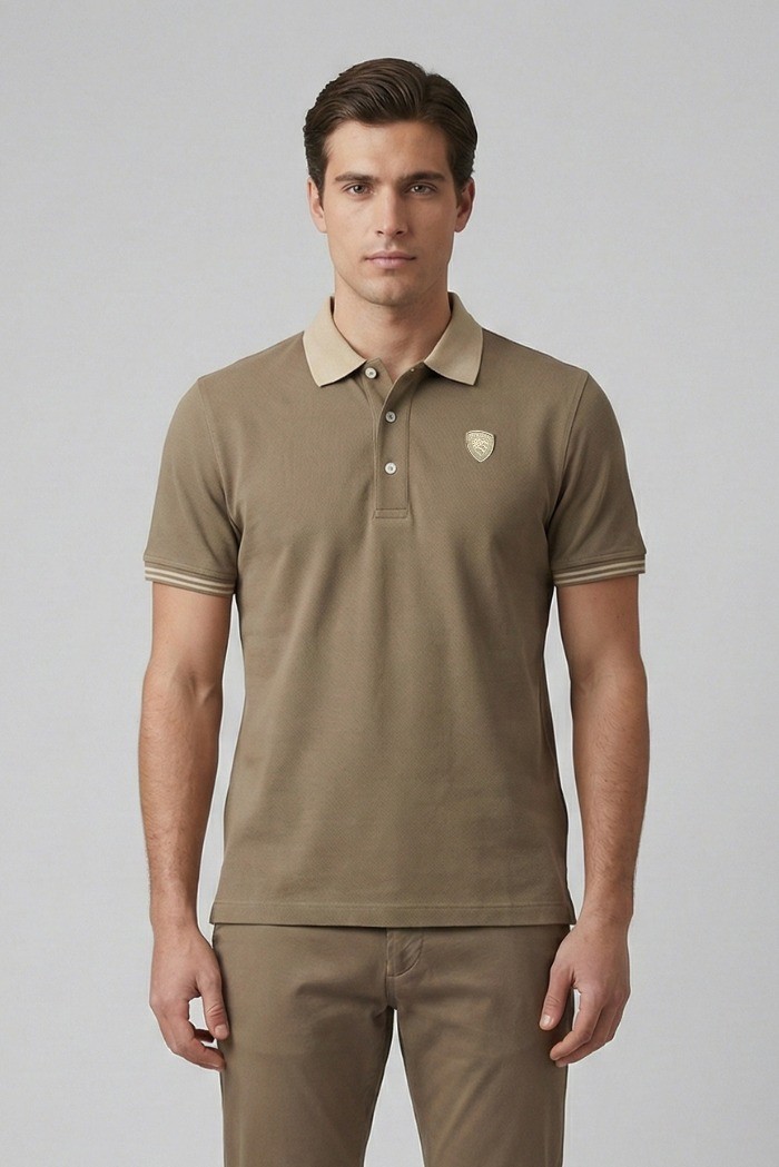 Blauer polo in piquet logata Oakland 26sblut02294-006801 [8f0ad738]