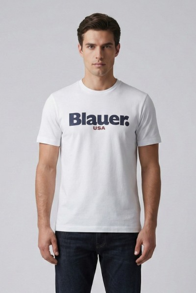 Blauer t-shirt con logo a contrasto Ernst 26SBLUH02299-007439 — 805219040078031_1