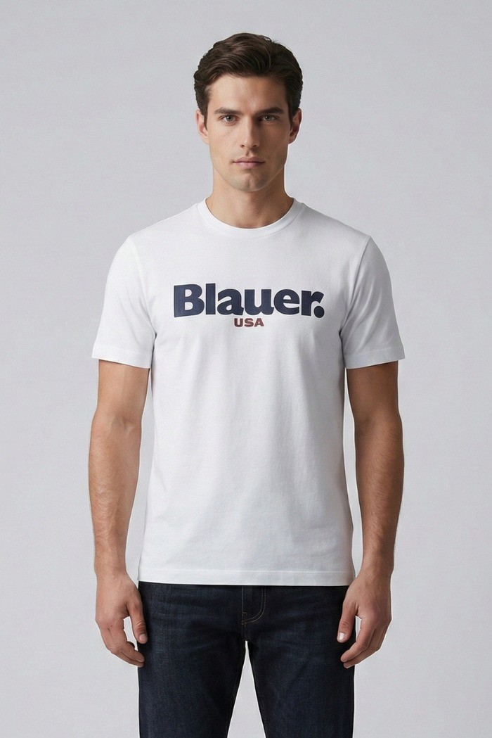 Blauer t-shirt con logo a contrasto Ernst 26sbluh02299-007439 [7a5f6a99]