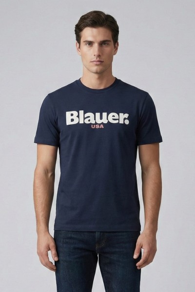 Blauer t-shirt con logo a contrasto Ernst 26SBLUH02299-007439 — 805219040078031_2