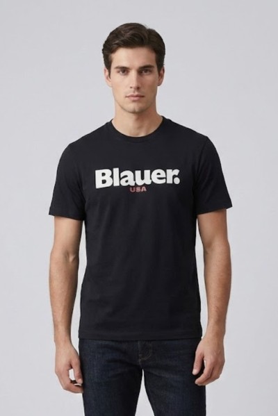 Blauer t-shirt con logo a contrasto Ernst 26SBLUH02299-007439 — 805219040078031_3