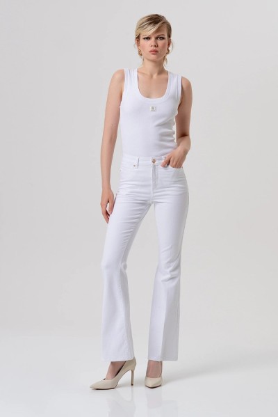 Fracomina pantalone bootcut in tessuto bull stretch fp26sva012w61501 — 805219040077984_1