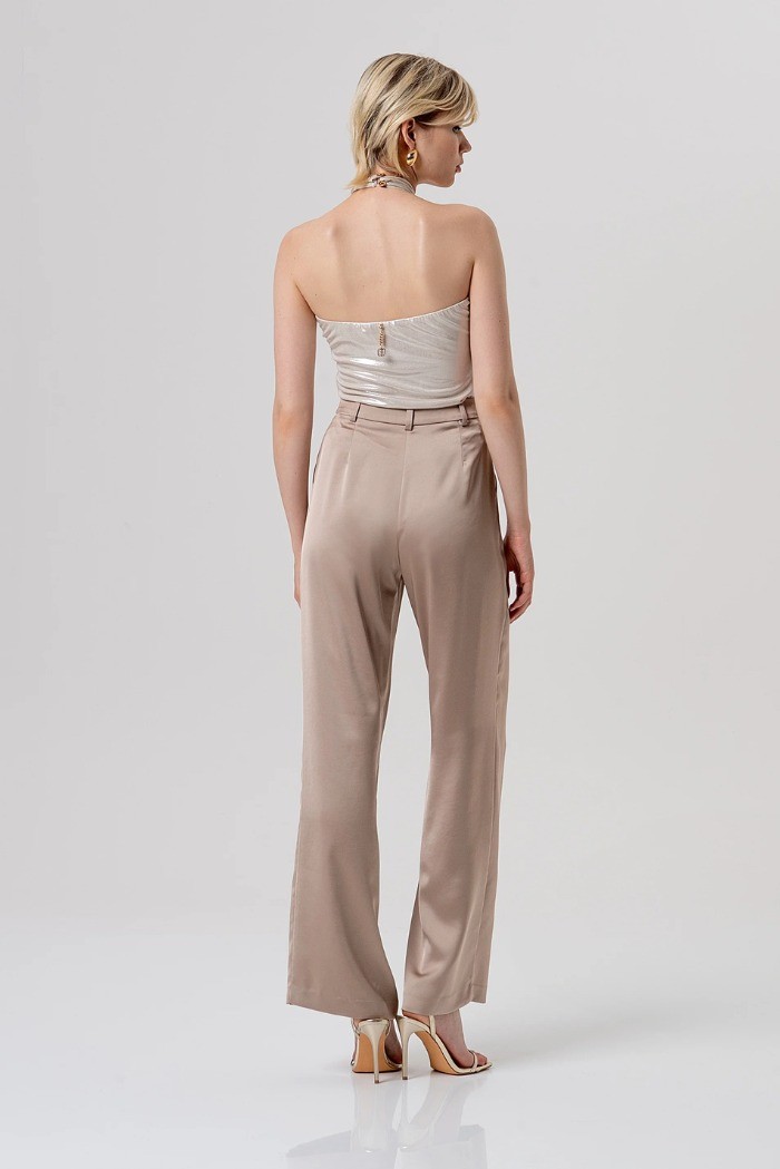 Fracomina pantalone flare a palazzo in raso fq26sv3005w47001 [c659b501]