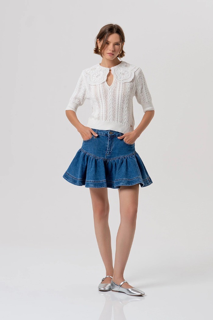 Fracomina gonna regular mini in denim con lavaggio medio fr26sg5006d40902 [402f1687]