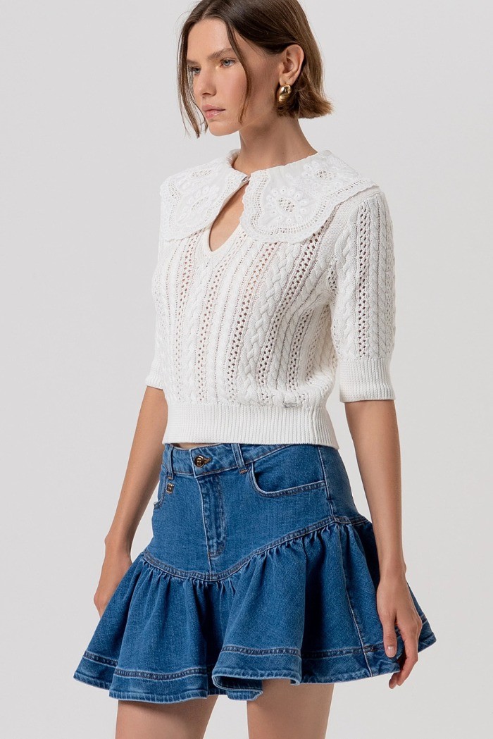 Fracomina gonna regular mini in denim con lavaggio medio fr26sg5006d40902 [9909558a]