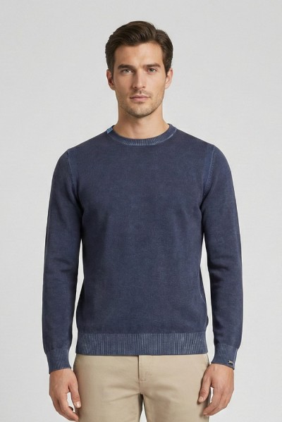 Markup maglia girocollo in cotone con inserti MK1900041 — 805219040078112_1