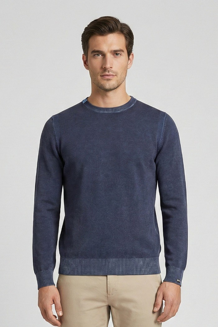 Markup maglia girocollo in cotone con inserti MK1900041 [815aa777]