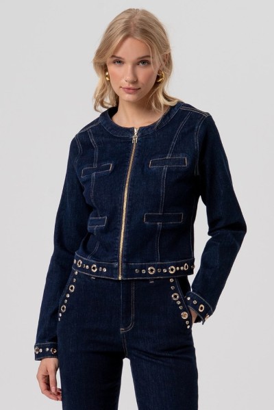 Fracomina giacca slim in denim con lavaggio raw fr26sj4008d46493 [a07493da]