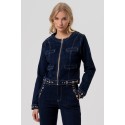 Fracomina giacca slim in denim con lavaggio raw fr26sj4008d46493 [a07493da]