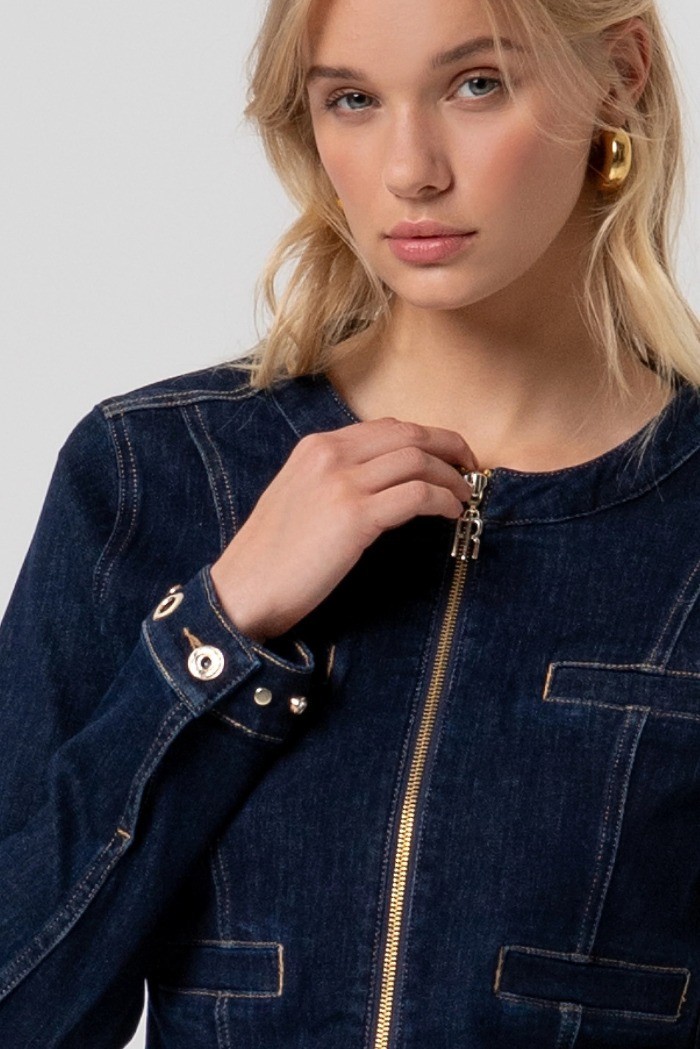 Fracomina giacca slim in denim con lavaggio raw fr26sj4008d46493 [7952d0d7]