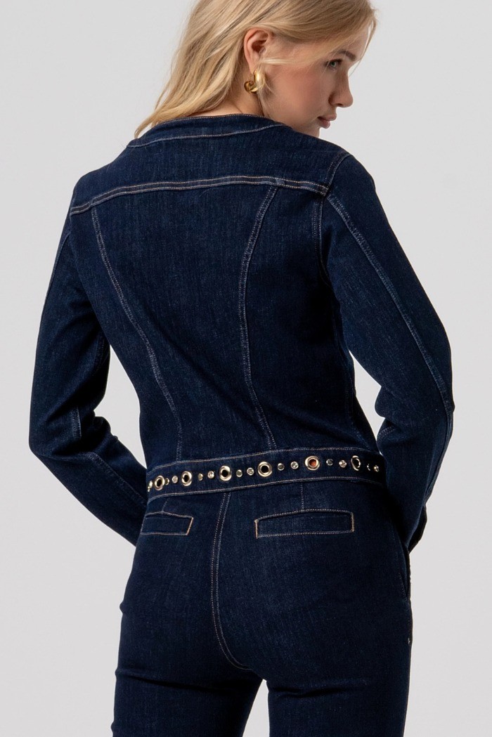Fracomina giacca slim in denim con lavaggio raw fr26sj4008d46493 [ce4f11d3]