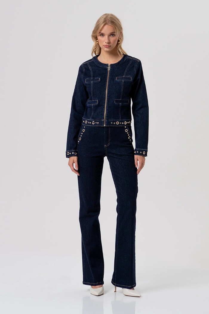 Fracomina giacca slim in denim con lavaggio raw fr26sj4008d46493 [cb1f56cd]