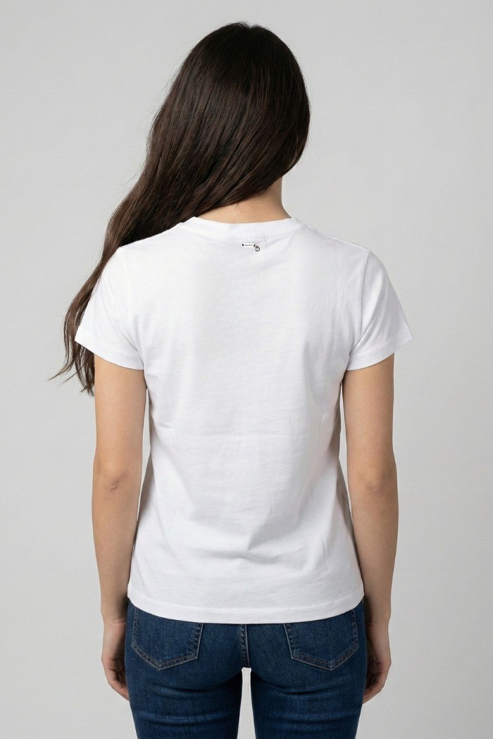 Markup t-shirt in cotone con stampa e strass MW1610023 [ffea360e]