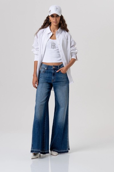 Fracomina jeans flare in denim con lavaggio medio fp26sv3011d401w7 — 805219040078275_1