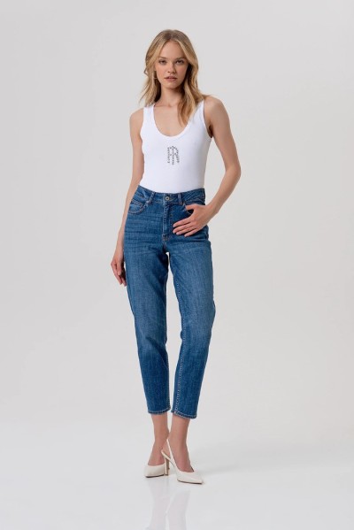 Fracomina jeans carrot mom fit in denim con lavaggio medio fp26svd005d45093 [bb0280ca]