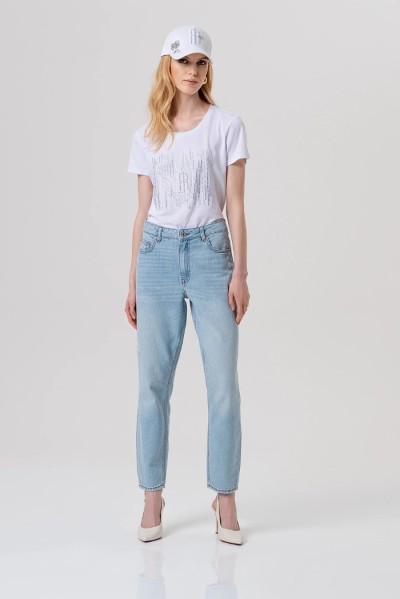 Fracomina jeans carrot mom fit in denim con lavaggio chiaro fp26svd005d47103 [c30fa8d1]