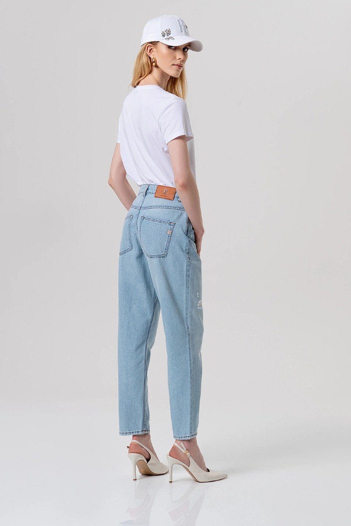 Fracomina jeans carrot mom fit in denim con lavaggio chiaro fp26svd005d47103 [ad342ad8]