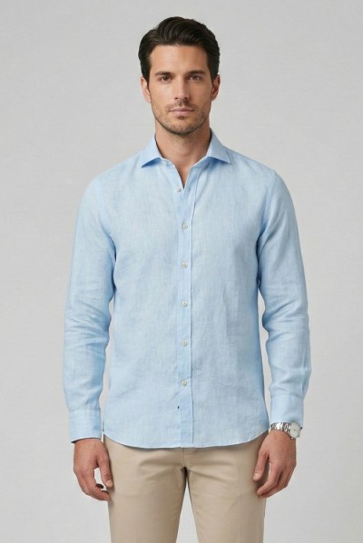 Markup camicia colletto francese in lino MK13003 — 805219040078175_2