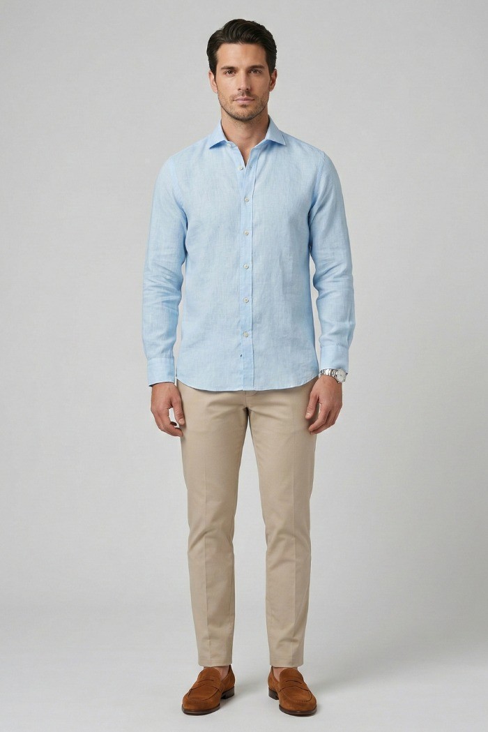 Markup camicia colletto francese in lino MK13003 [5e7cbf4b]