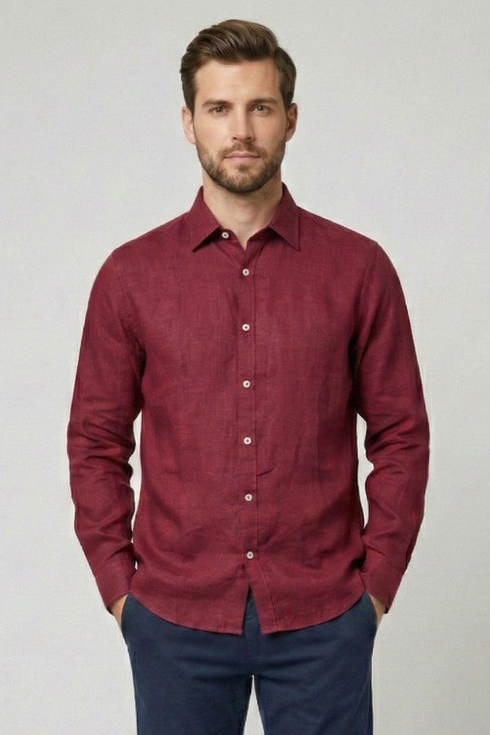 Markup camicia colletto francese in lino MK13003 [fd94d5ce]