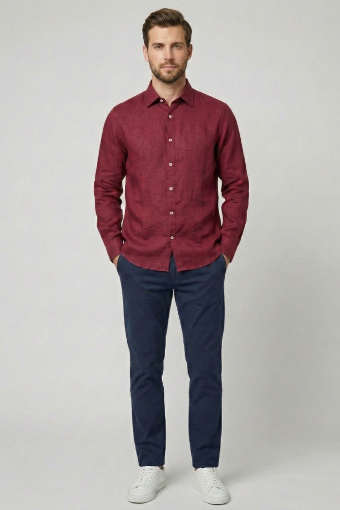 Markup camicia colletto francese in lino MK13003 [93af57c7]
