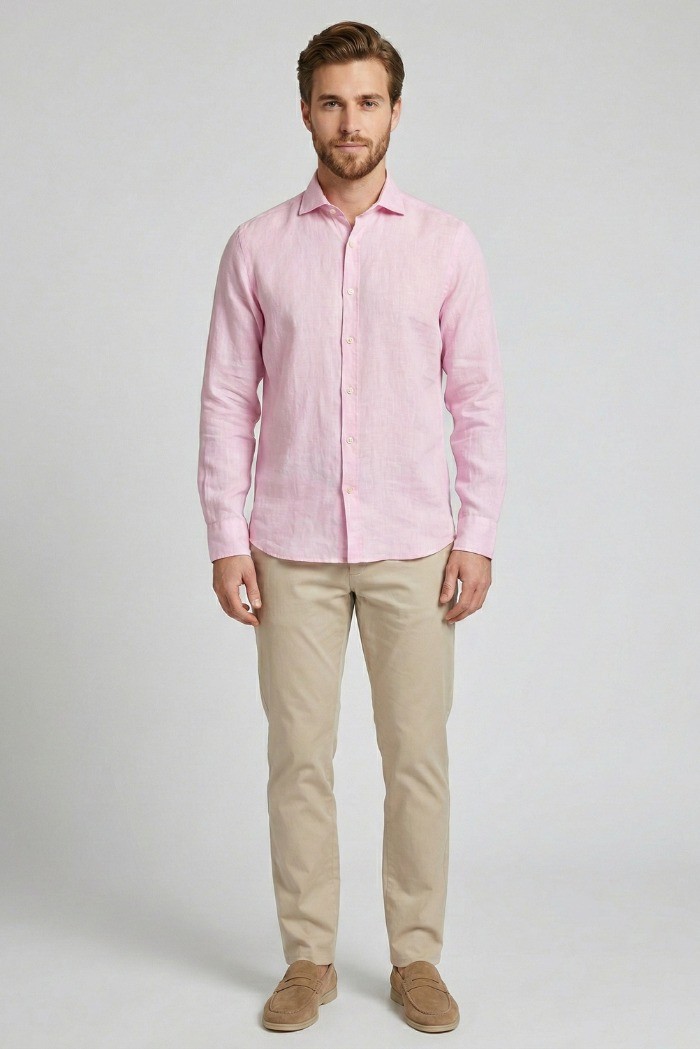 Markup camicia colletto francese in lino MK13003 [134923db]