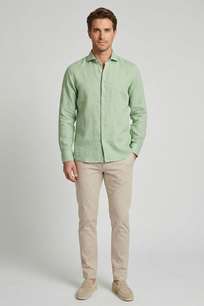 Markup camicia colletto francese in lino MK13003 [3deb1ca0]