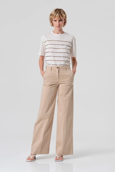 Fracomina pantalone flare a palazzo in gabardina fs26sv3011w40101 — 805219040078276_2