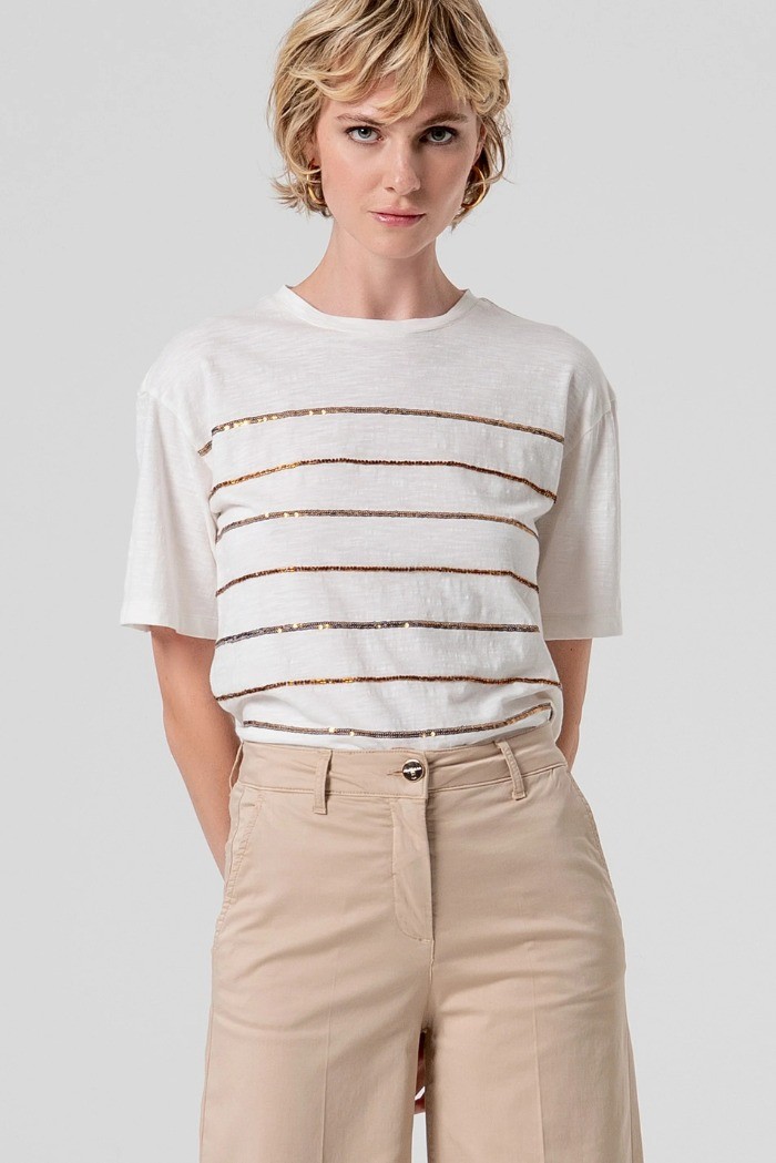 Fracomina pantalone flare a palazzo in gabardina fs26sv3011w40101 [88898952]