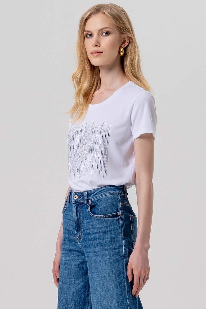 Fracomina jeans flare in denim con lavaggio medio fp26sv3015d45093 [0378133a]