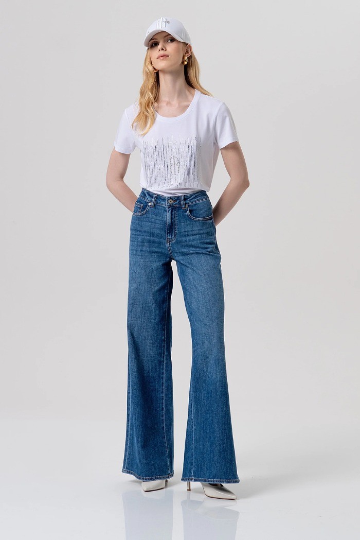 Fracomina jeans flare in denim con lavaggio medio fp26sv3015d45093 [b1359520]