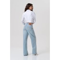 Fracomina jeans straight fit in denim con lavaggio chiaro e con pietre luminose e strass fp26sv2007d40003 [1c2c4aa6]