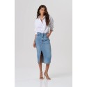 Fracomina gonna regular midi in denim con lavaggio chiaro fp26sg5003d45003 [a314df39]