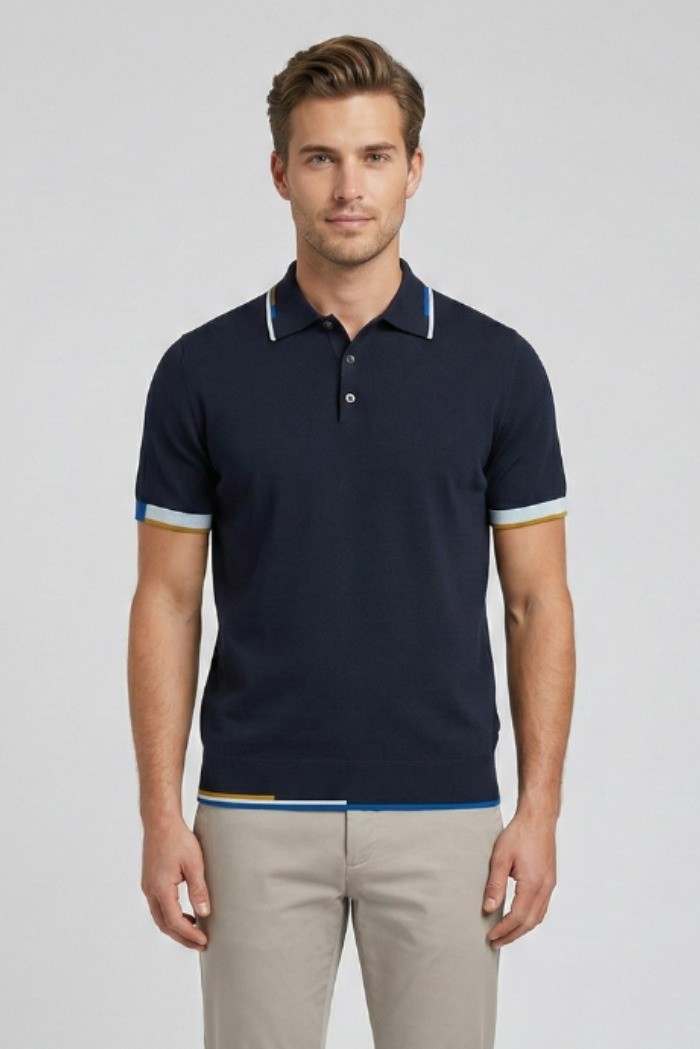 Markup polo in cotone con inserti a contrasto MK1900040 [42f80e90]