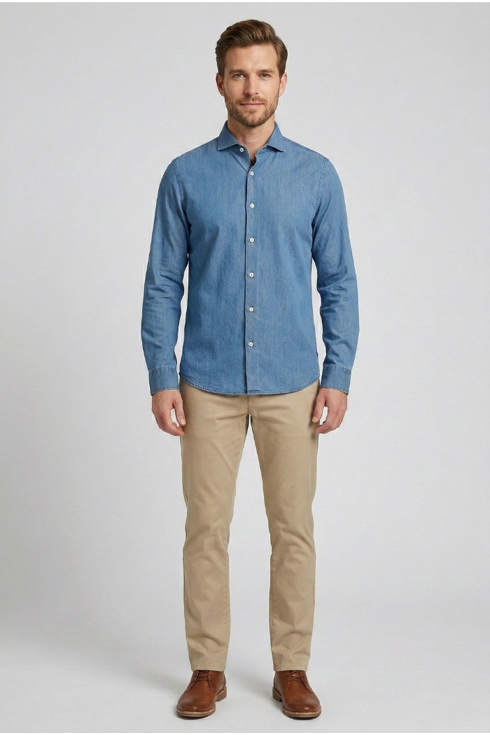 Markup camicia in tela di denim di cotone MK1930056 [de39b7b5]