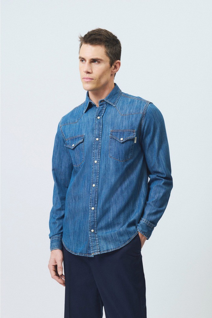 Roy Roger's camicia Martin Cobalt Stone rru400cg343161 [a6fd8a29]
