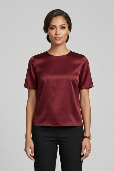 Markup blusa girocollo in raso MW11009 [c43df631]