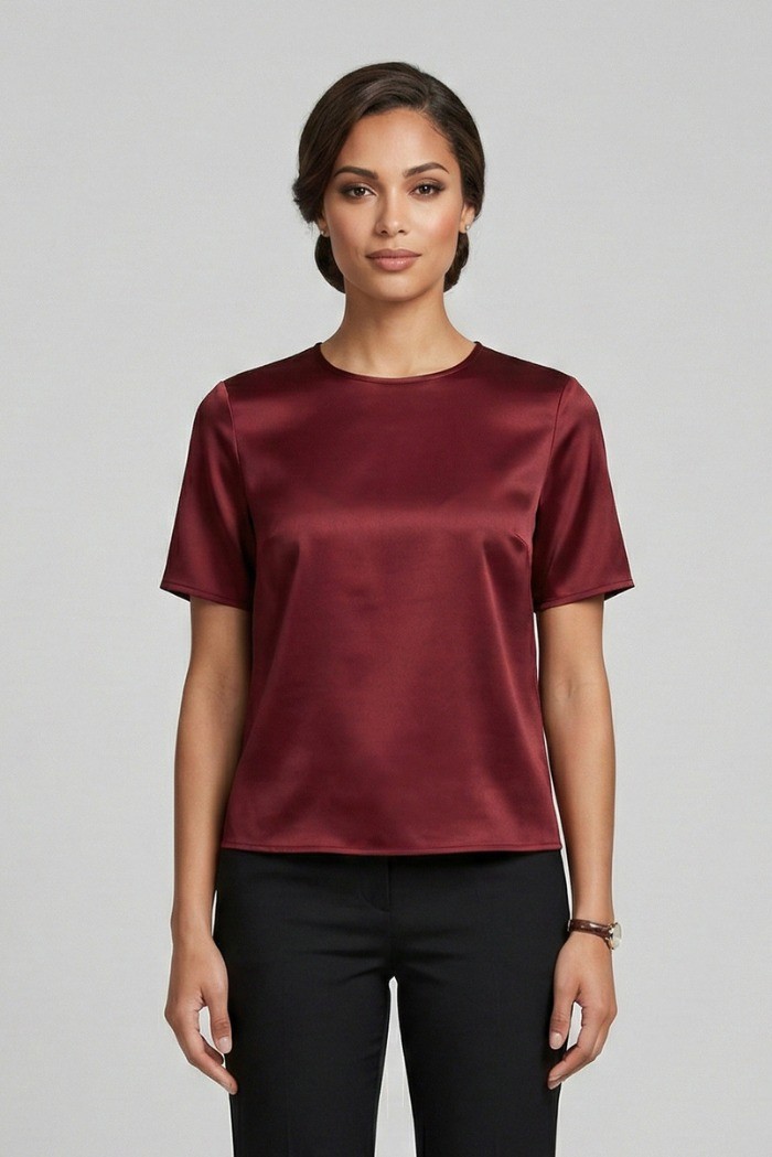 Markup blusa girocollo in raso MW11009 [c43df631]