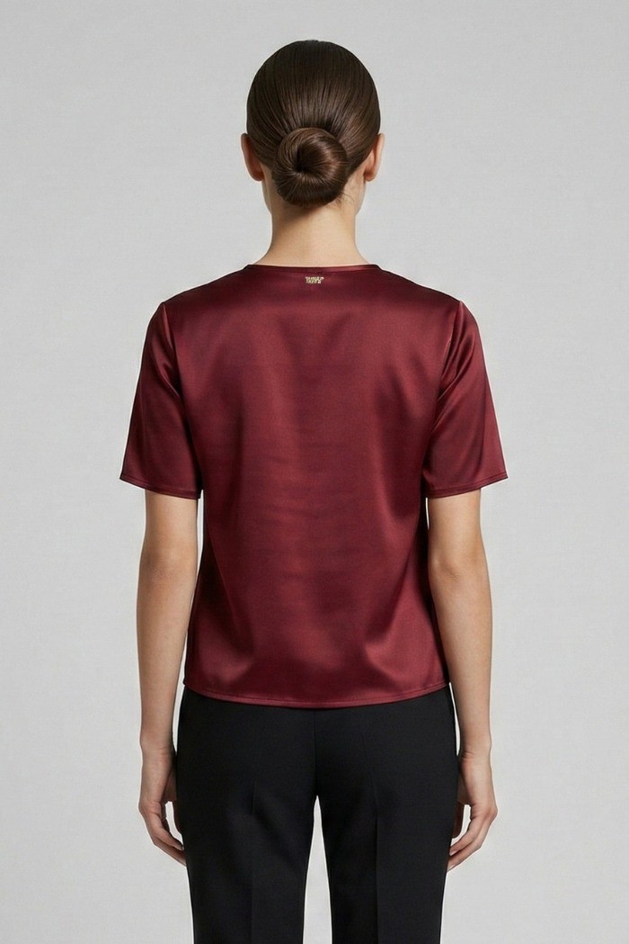Markup blusa girocollo in raso MW11009 [1d1bb53c]