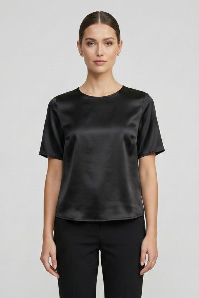 Markup blusa girocollo in raso MW11009 — 805219040078096_1
