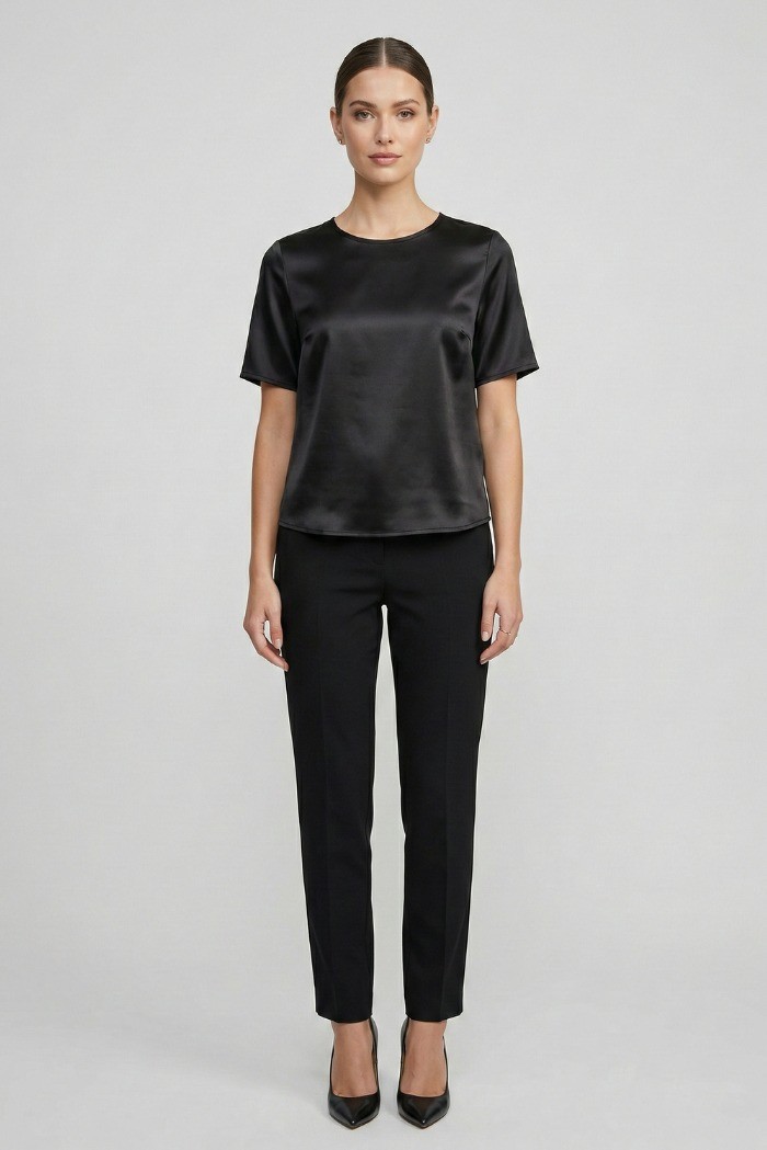 Markup blusa girocollo in raso MW11009 [93ef1fb0]
