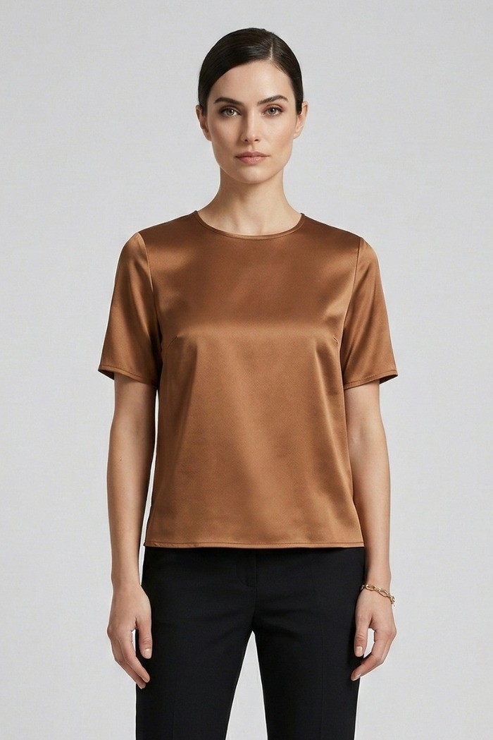 Markup blusa girocollo in raso MW11009 [cbe9e9b4]