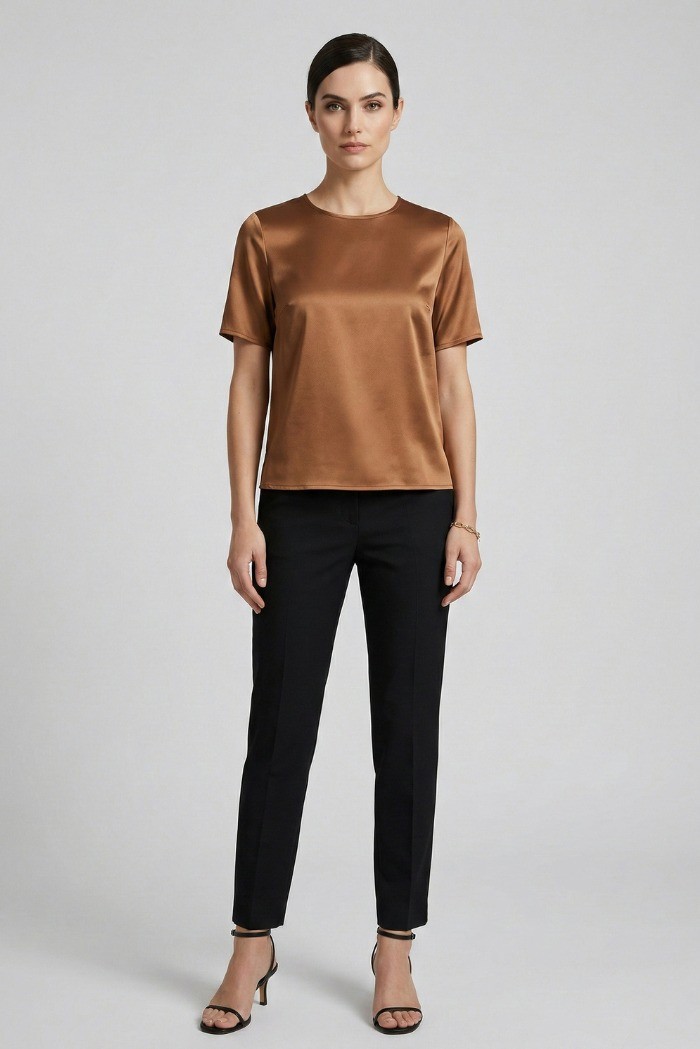 Markup blusa girocollo in raso MW11009 [a5d26bbd]