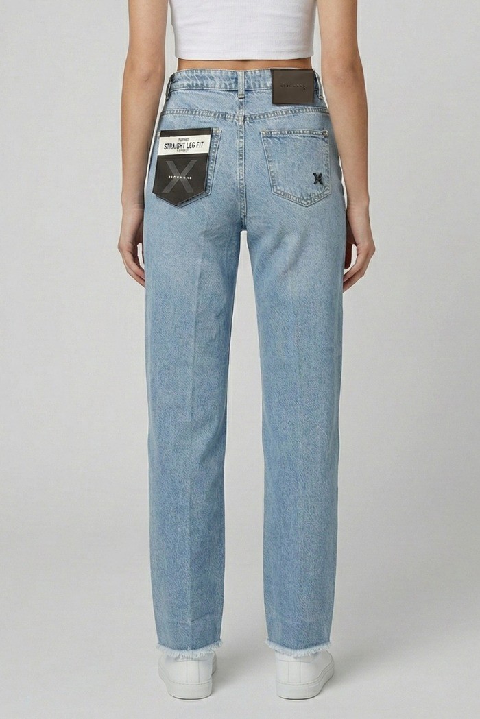 John Richmond jeans straight leg fit in denim di cotone Shipern uwp26130jeg8 [31e968cf]