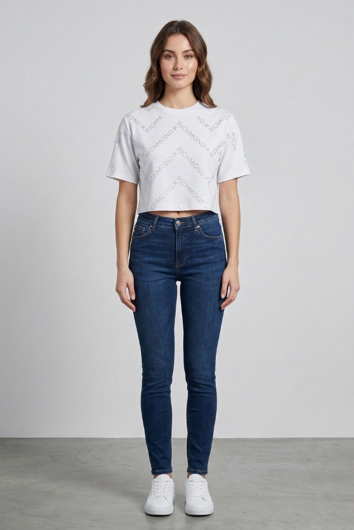 John Richmond t-shirt cropped Zonse uwp26013ts [c0bf7f30]