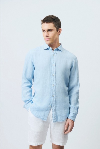 Roy Roger's camicia in lino Pierce RRU431P4220569 — 805219040078395_5